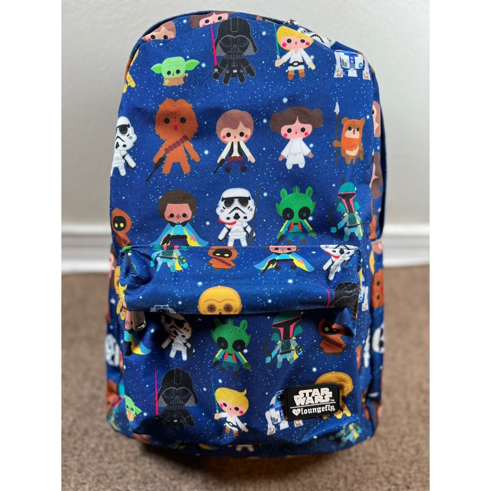 Loungefly‎ Star Wars Backpack Chibi Characters Blue Canvas Good Preowned